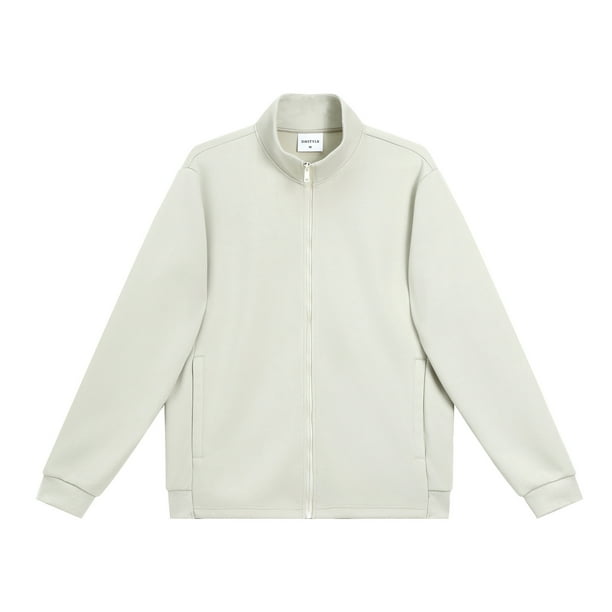Autumn Casual Solid Color Knitted Zipper Stand Collar Sweatshirt for Men, 380G Composite Cotton, Loose-fitting Cardigan Jacket
