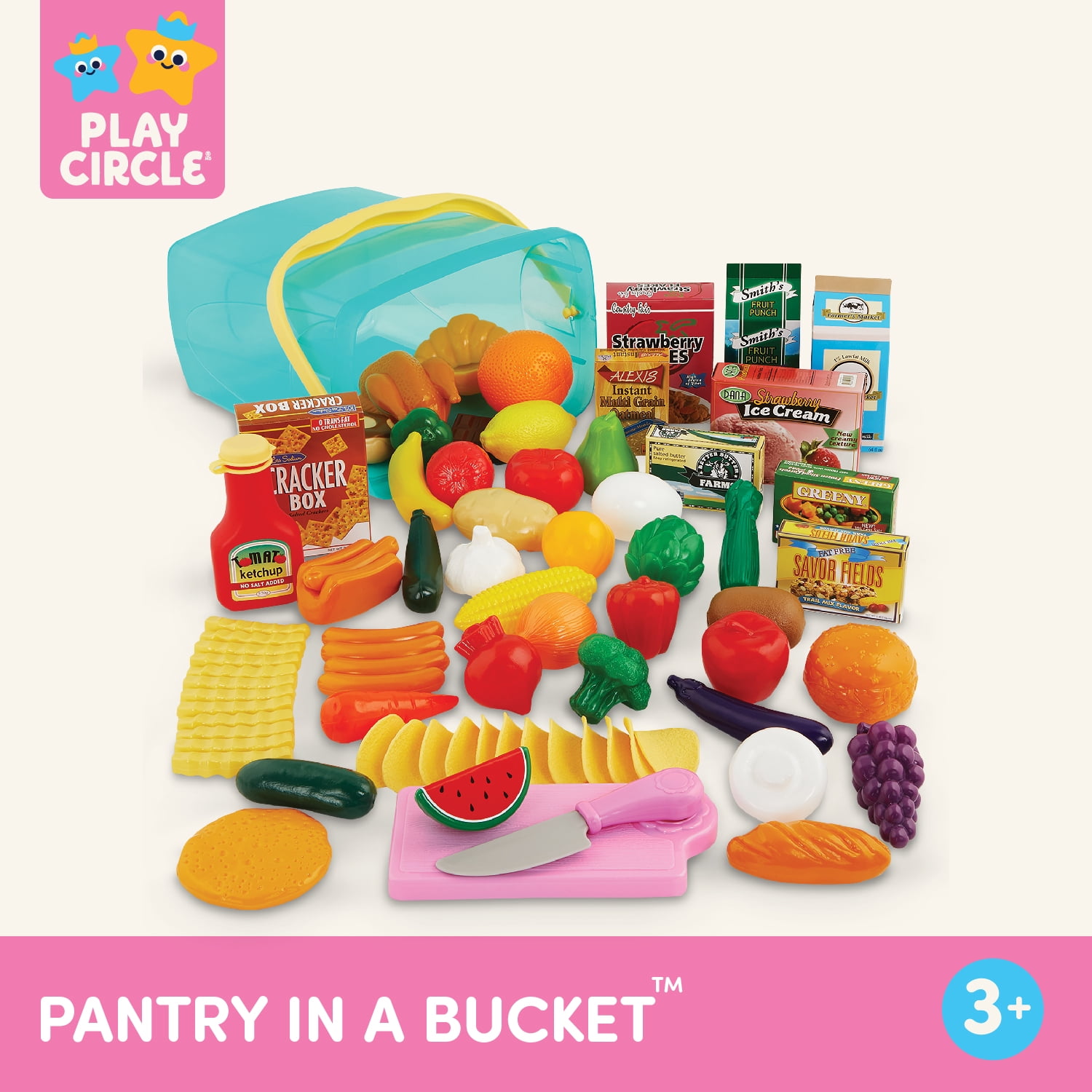 Battat Pantry in a Bucket Play Food Set with 70+ Pieces 11.46 in, Toddler and Preschool Toys  (图5)