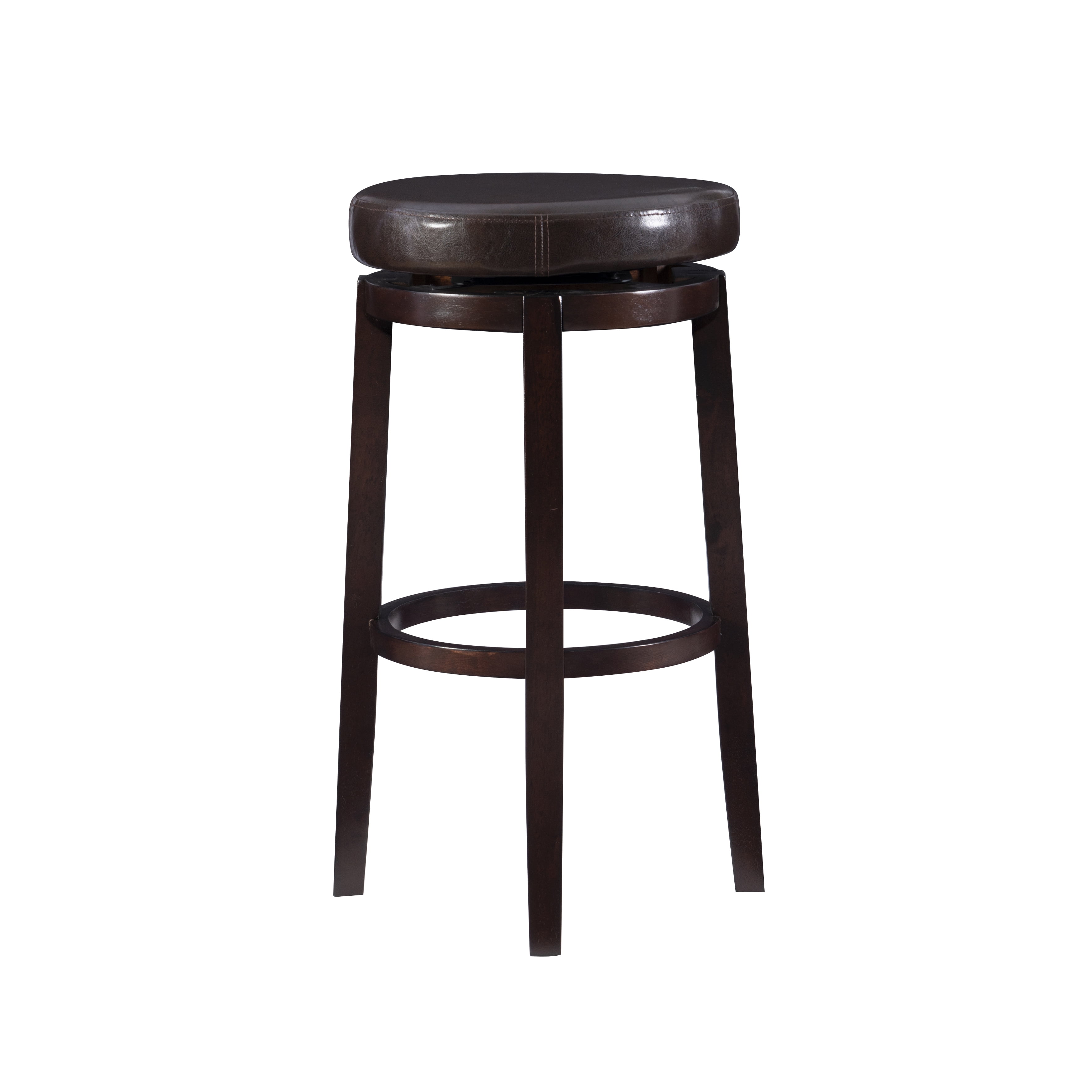 Linon Arlene 31" Indoor Backless Swivel Bar Stool, Brown/Brown Faux Leather