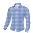 thumbnail image 1 of Camisas Para Hombre Manga Larga De AlgodóN Blusa superior de camisa de autocultivo a cuadros de manga larga para hombre (Sky Blue, L), 1 of 2