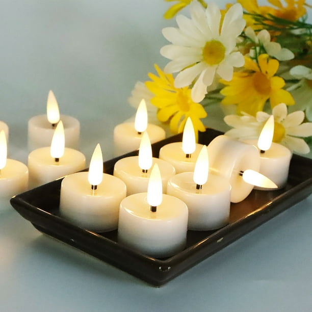 Xihbxyly Velas Led Sin Llama, Juego de Velas a Pilas, Pila Cr2032 de Larga Duración, Iluminación Segura y Limpia, Decoración para Bodas y Eventos Festivos, Juego de 12 Piezas, 3,6 X 4,2 Cm
