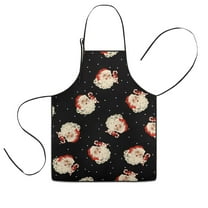 Black Christmas Santa Pattern Kids Aprons for Girls and Boys,Adjustable Neck Strap Toddler Aprons for Kids Cooking Baking
