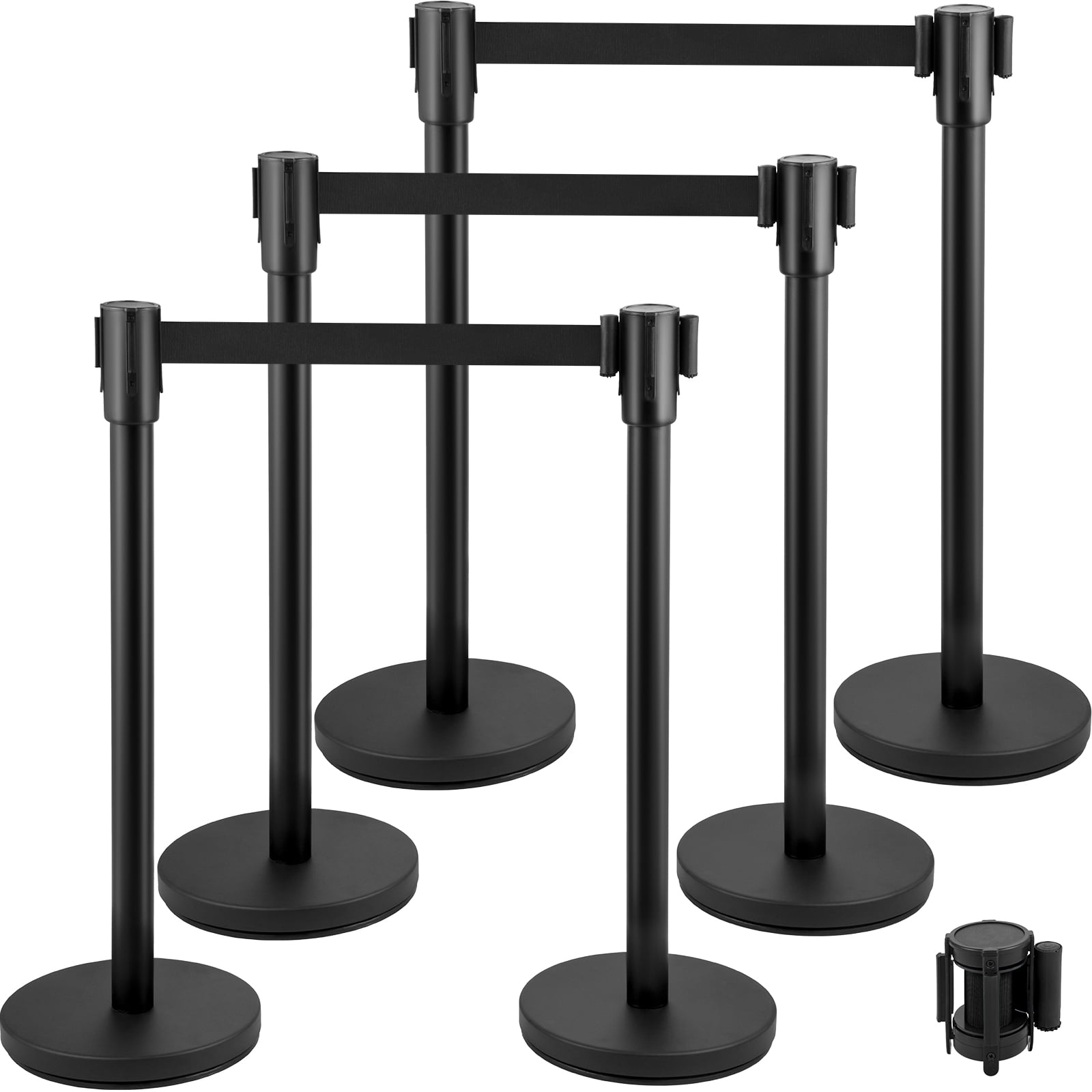 8 Pack of Retractable Crowd Control Barrier Posts Stanchions 6'6" Strap 