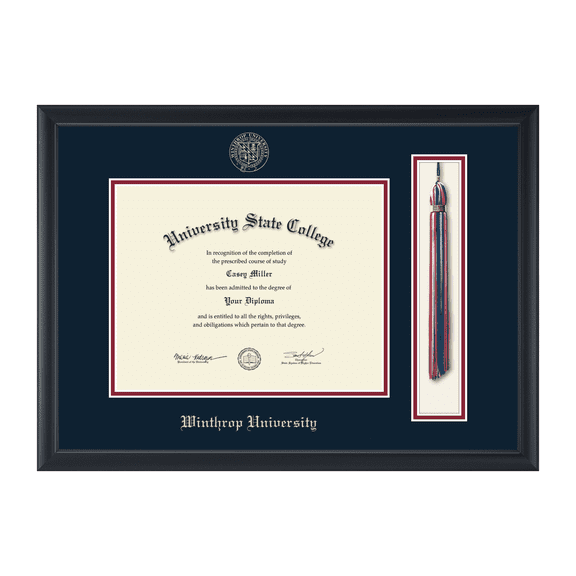 Framerly - Winthrop Tassel Diploma Frame with Navy and Garnet Mat