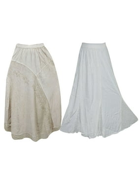 Mogul 2 Pc Womens Boho Maxi Skirt Embroidered Bohemian Summer Long Skirts S/M