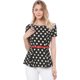 thumbnail image 2 of Blusa Peplum de Lunares de Manga Corta para Mujer con Cinturón Negro M Allegra K, 2 of 6