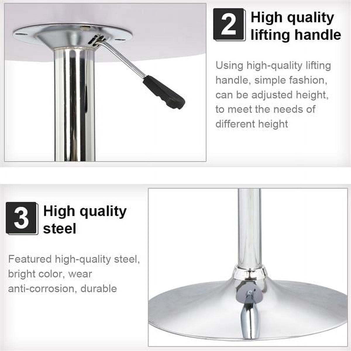 Alden Design Adjustable Chrome Base Round Swivel Bar Table for Bistro Café, Black