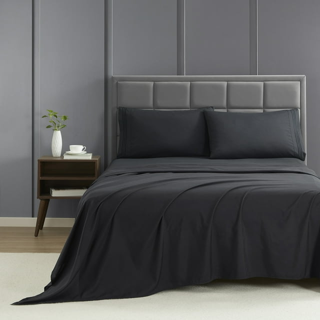 Nestl Ensemble de Draps Simple, Ensemble de Draps de Lit 4 Pcs en Microfibre 1800 Series à Poches Profondes