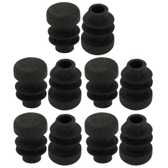 10pcs 12mm Diameter Tube Insert Chair Leg Cap Round Black Plastic Tubing Plug
