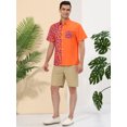 thumbnail image 4 of Lars Amadeus Camisa De Manga Corta Con Estampado Animal Para Hombre, Con Botones, Informal, Con Estampado De Patchwork Naranja Púrpura S, 4 of 6