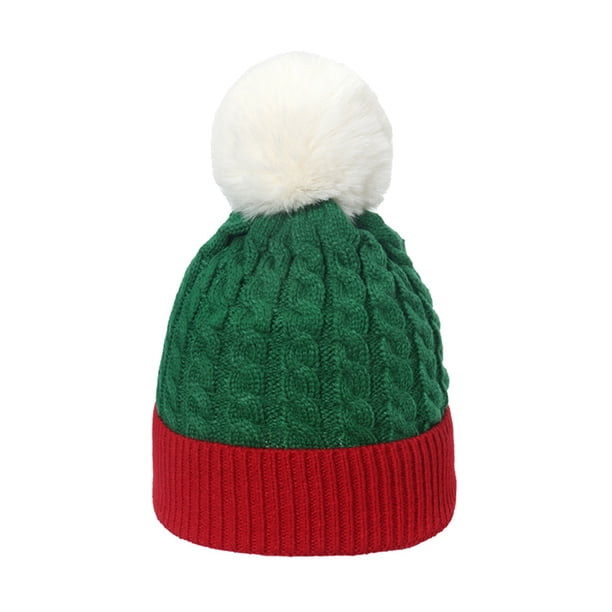 Gorro de invierno acanalado para mujer, gorro cruzado de punto grueso con pompón, gorro suave y cálido