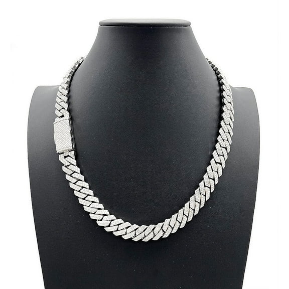 30CT DEF-VVS Moissanite Cuban Link Chain 14mm 22" 235G - Luxury