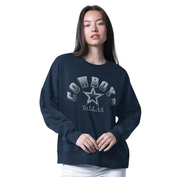 Women's G-III 4Her by Carl Banks Navy Dallas Cowboys Oversized Feud Sweatshirt