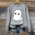 thumbnail image 2 of LYEAA Halloween Womens Sweatshirts Long Sleeve Crew Neck Regular Ribbed Cuff Casual Wear Ghost Holiday Clothes Gray M, 2 of 3