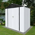 thumbnail image 4 of 6x4 FT Outdoor Storage Shed, Metal Tool Sheds Heavy Duty Storage House with Lockable Doors & Air Vent for Backyard Patio Lawn to Store Bikes, Tools, Lawnmowers, White&Black, 4 of 5