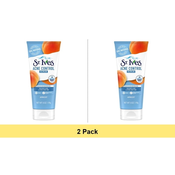 St. Ives Naturally Clear Apricot Scrub, Blemish And Blackhead Control - 6 Oz - 2 Pack