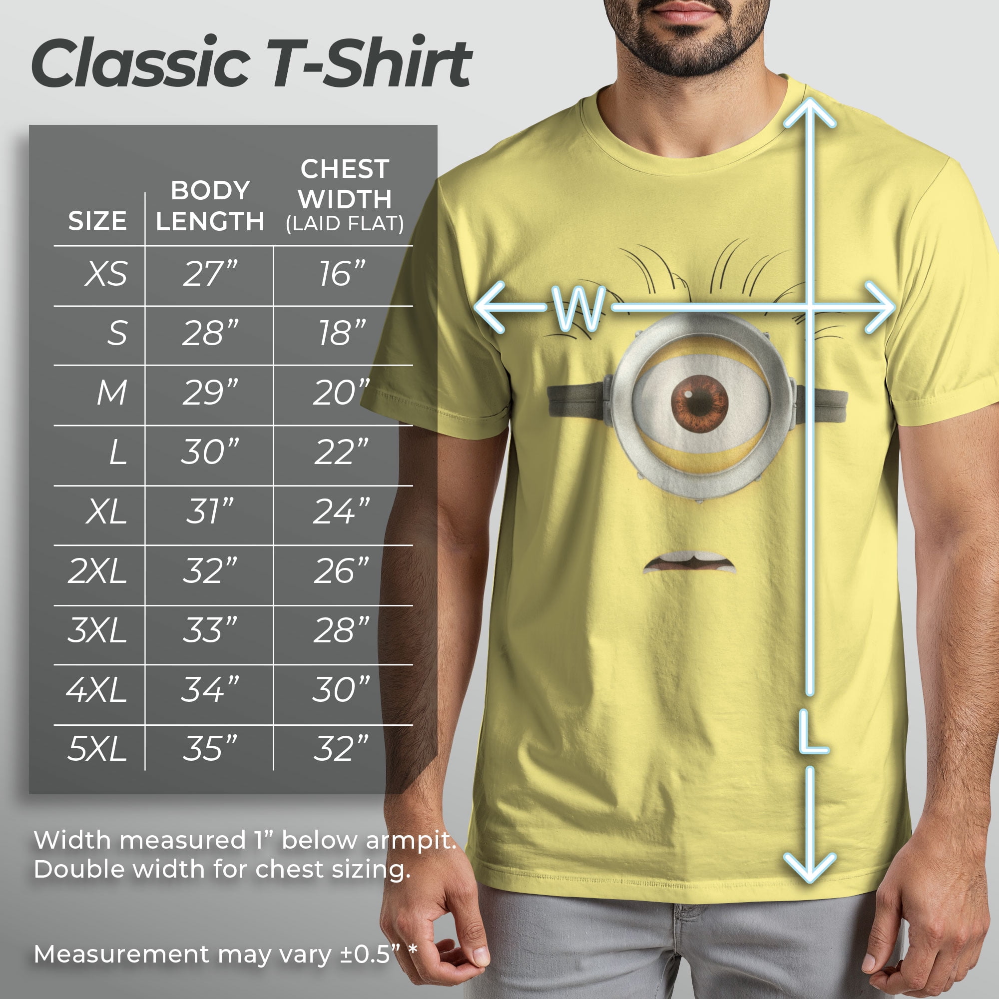 Men's Despicable Me Minions Shocked Face Minion Carl Big Face Graphic Tee Banana X Large