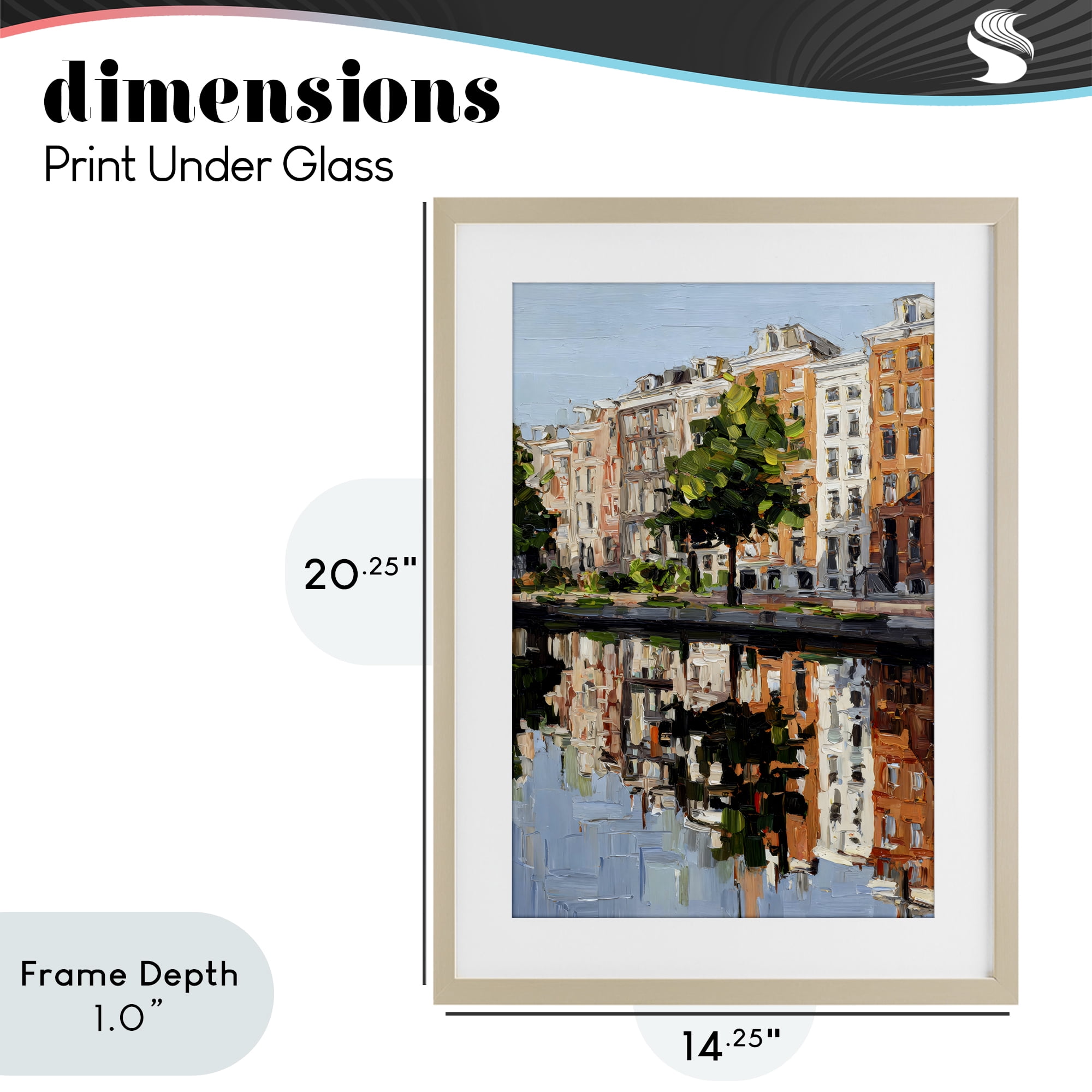 Stupell Industries Waterside Apartments on Canal Birch Framed Print Under Glass, design by Petal Prints Design