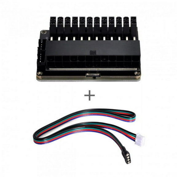 JSER ATX 24Pin Female to 24pin Male 90 Degree Power Adapter Mainboard Motherboard With RGB Led for Desktops PC Supply