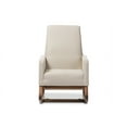 thumbnail image 2 of Baxton Studio Yashiya Mid-century Retro Modern Light Beige Fabric Upholstered Rocking Chair and Ottoman Set, 2 of 5