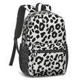 thumbnail image 2 of Black and White Leopard Print 17" School Backpacks for Teens,Waterproof Oxford Fabric,S-Shape Padded Straps for School,Travel,Hiking,Camping, 2 of 6