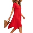 thumbnail image 6 of MecTo Summer Dresses for Women Soft V-neck Short Sleeve T shirts Asymmetrical Hem Casual Dress with Pockets, 6 of 8