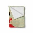 thumbnail image 2 of Vintage Woman Soft Flannel Fleece Throw Blanket, 1950's Style Girl in Red Dress in Front of a Traditional Street Background, Cozy Plush for Indoor and Outdoor Use, 50" x 70", Multicolor, by Ambesonne, 2 of 6