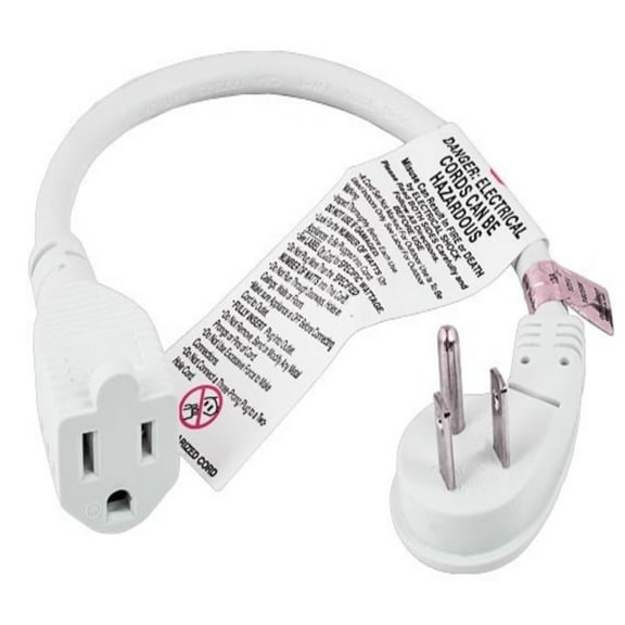 SANOXY Cables and Adapters; 1ft Ultra Low Profile Power Extension Cord NEMA 5-15P to NEMA 5-15R, White