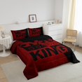 thumbnail image 3 of Erosebridal Ensemble de Literie Romantique Couronne Simple, Couette Rouge Noire, Couple Amoureux, Réversible 2 Pcs, 3 of 8