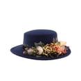 thumbnail image 2 of Tunhigl 22.02"-22.81" Women's Floral Decor Wide-Brimmed Hat, Polyester Flat-Top Fedora for Weddings, Parties & Outdoor Events, 6 Colors, 2 of 3