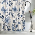 thumbnail image 2 of Ombre Blue Flowers Fabric Shower Curtain Leaf Plant Washable Shower Curtains for Bathroom, Waterproof Bath Curtain with Hooks Home Decor 36x72in, 2 of 8