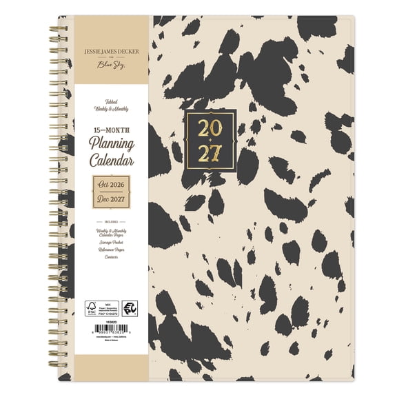 Jessie James Decker for Blue Sky Monthly Weekly Planner, 8.5" x 11", Cowhide 15-Month (October 2026 - December 2027)