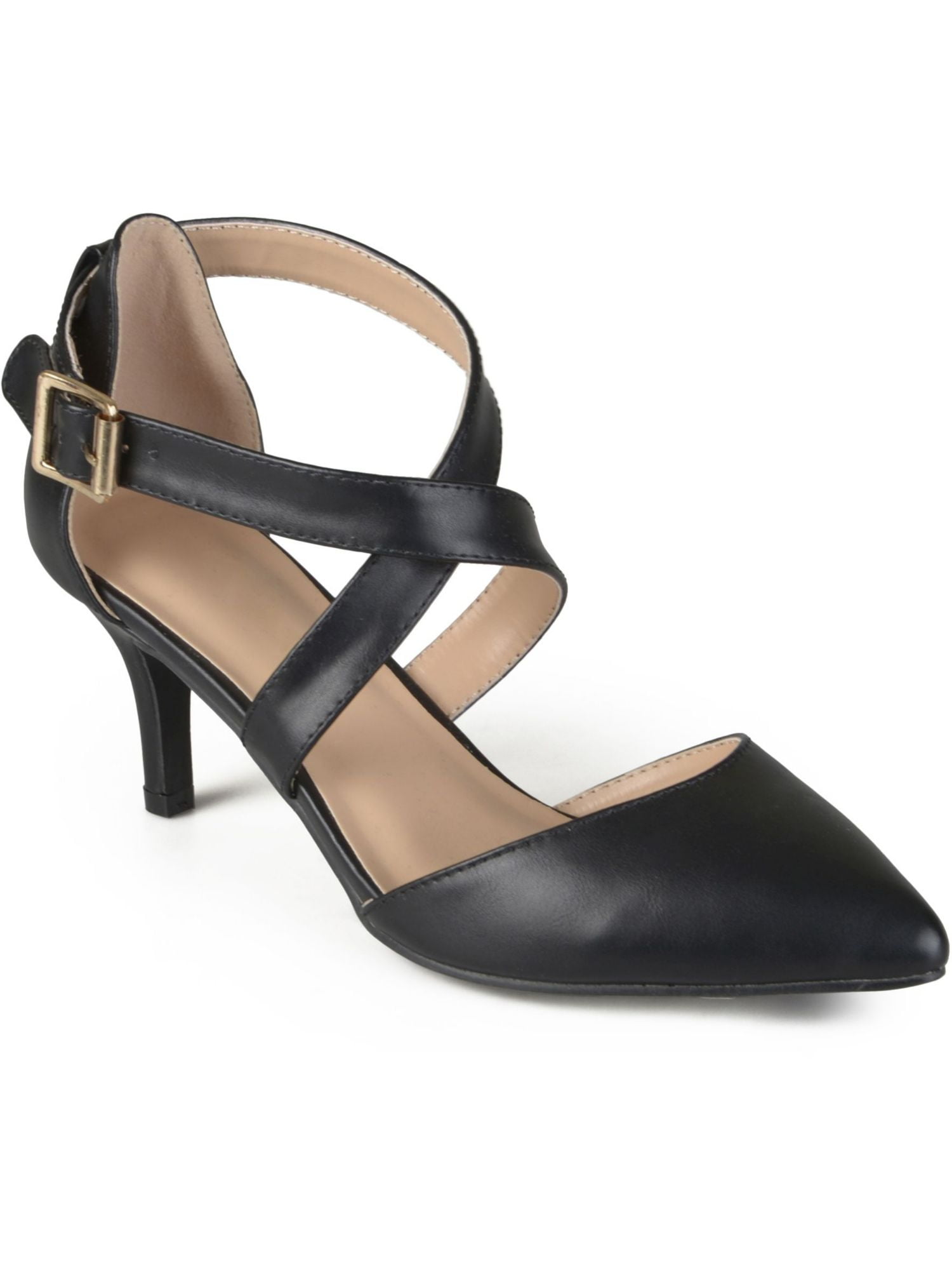 JOURNEE COLLECTION Womens Black Crisscross Straps Padded Strappy Riva