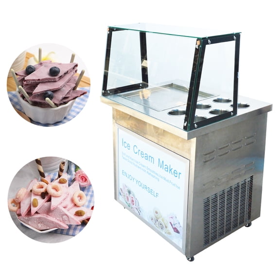Commercial Ice Cream Maker Fried Ice Cream Roll Machine Instant Stir Roll Yogurt Dessert Machine with Dust Cover
