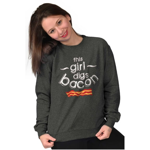This Girl Digs Bacon Funny Meat Lover Women Crewneck Sweatshirt Brisco Brands 2X