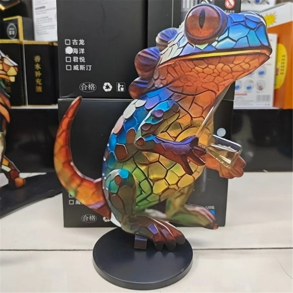 Lizard Statue Ornaments, Metal Lizard On Branch Desktop Ornaments,