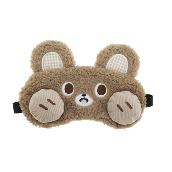 Unique Bargains 1 Pc Portable Rabbit Adjustable Eye Mask for Travel Brown Fleece