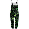 thumbnail image 4 of MAIHAN St Patricks Day Jumpsuits for Girls Overalls Shamrock Print Rompers with Adjustable Straps,Wide Leg Loose Fit Boho Floral Cute Outfits(Black4,5-6 Years), 4 of 5