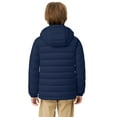thumbnail image 4 of Wantdo Boy's Hooded Padded Coat Quilted Packable Jacket Waterproof Warm Jacket for Skiing Navy 10-12, 4 of 10