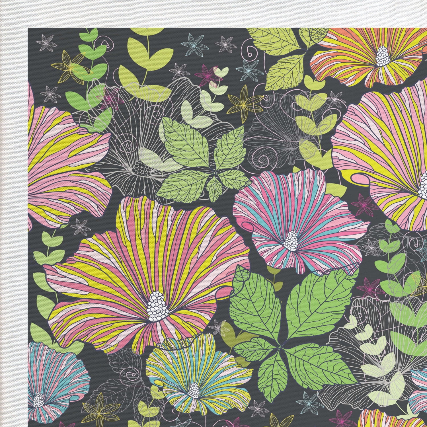 Flower Fabric by The Yard, Abstract Botanical Composition with Romantic