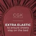 thumbnail image 6 of CGK Linens 2-Piece Hotel Luxury Single Fitted Sheet Only - Split King Size Wrinkle-Resistant Bottom Sheet, Fits Mattress Up To 16", Burgundy, 6 of 6