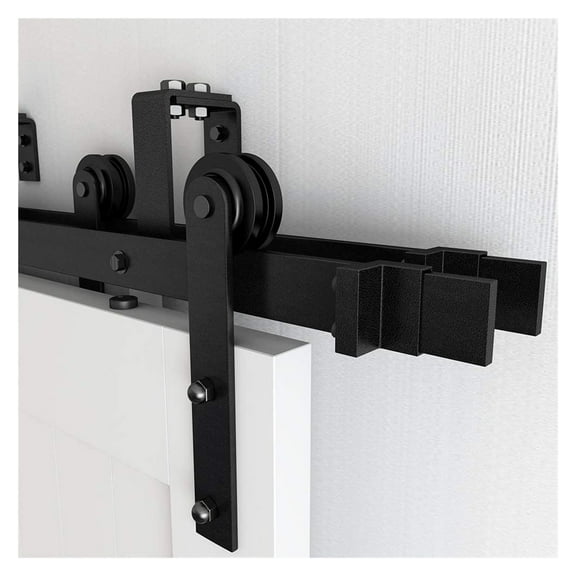 Bypas Double Track Barn Door Hardware Kit, Top Mounted I Shape Roller Rail Sliing Door Fittings ,Easy to Install