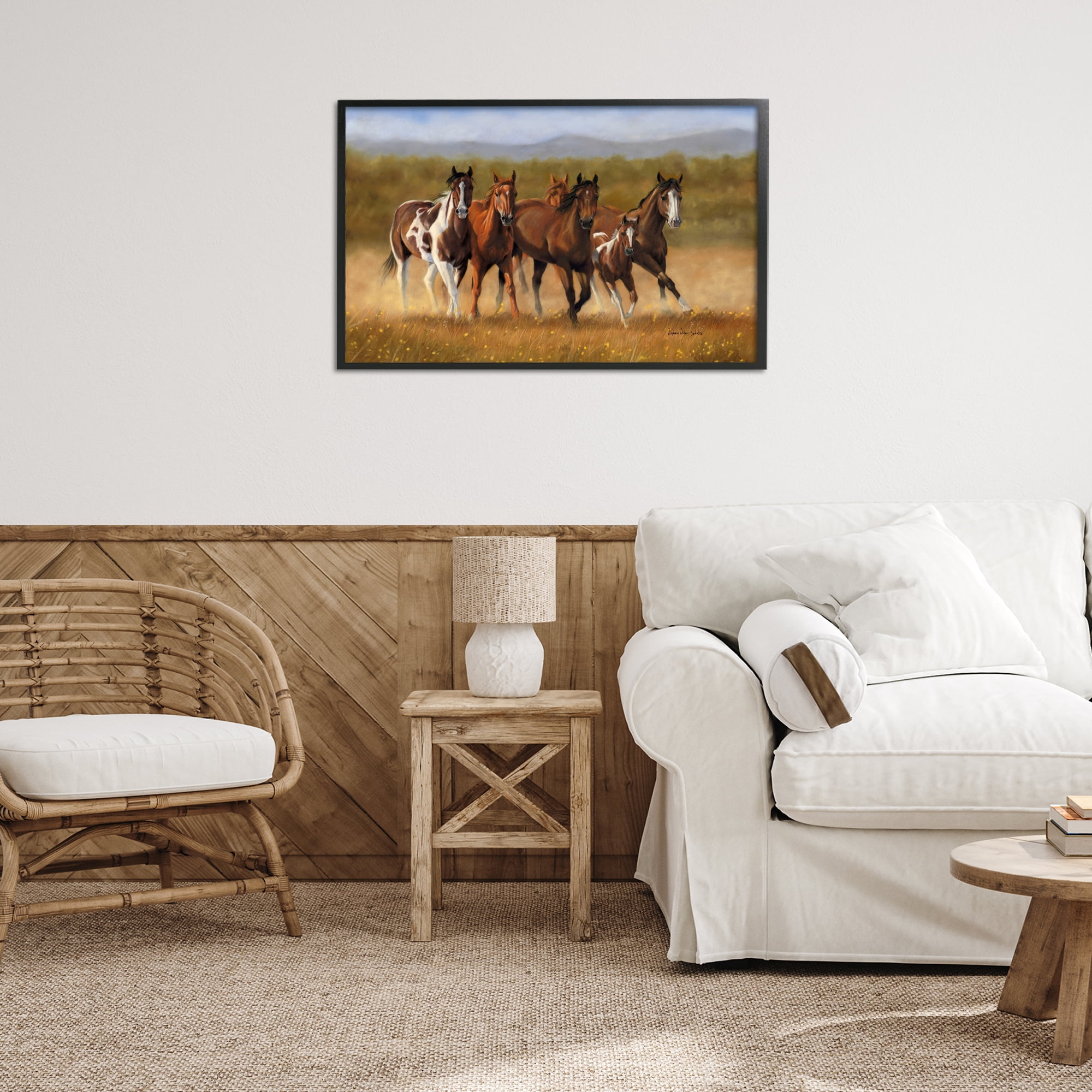 Stupell Industries Foal's First Run Animals & Insects Painting Black Framed Art Print Wall Art, 30 x 20