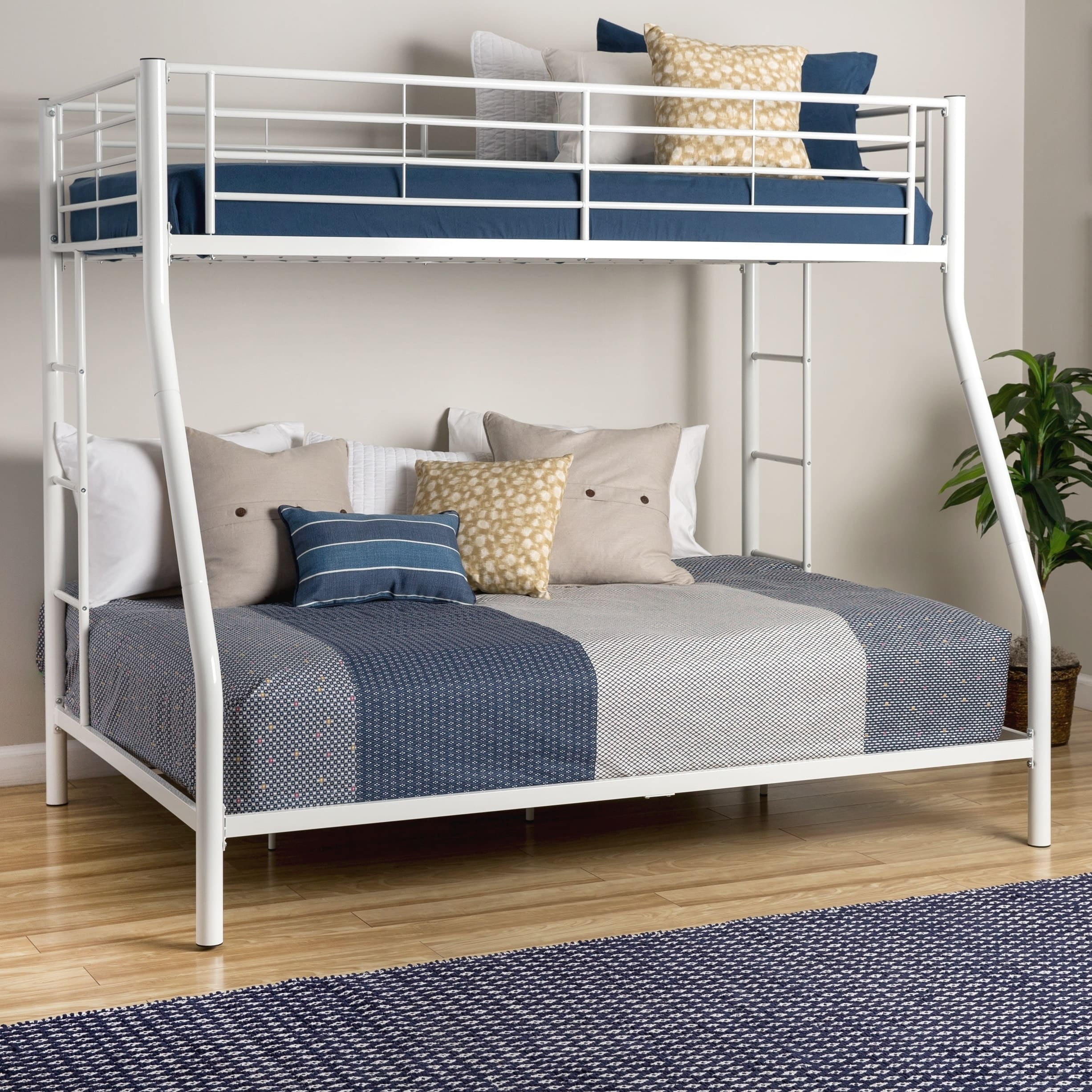Taylor Olive Abner White Metal Bunk Bed Twin Over Full Com
