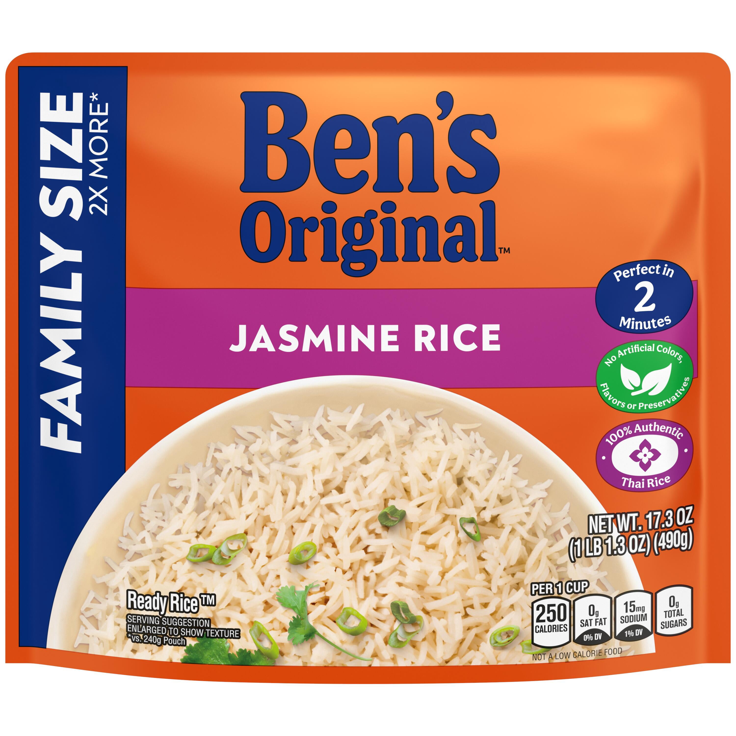 Ben's Original Ready Rice Jasmine Family Size Rice, Easy Dinner Side, 17.3 oz Pouch