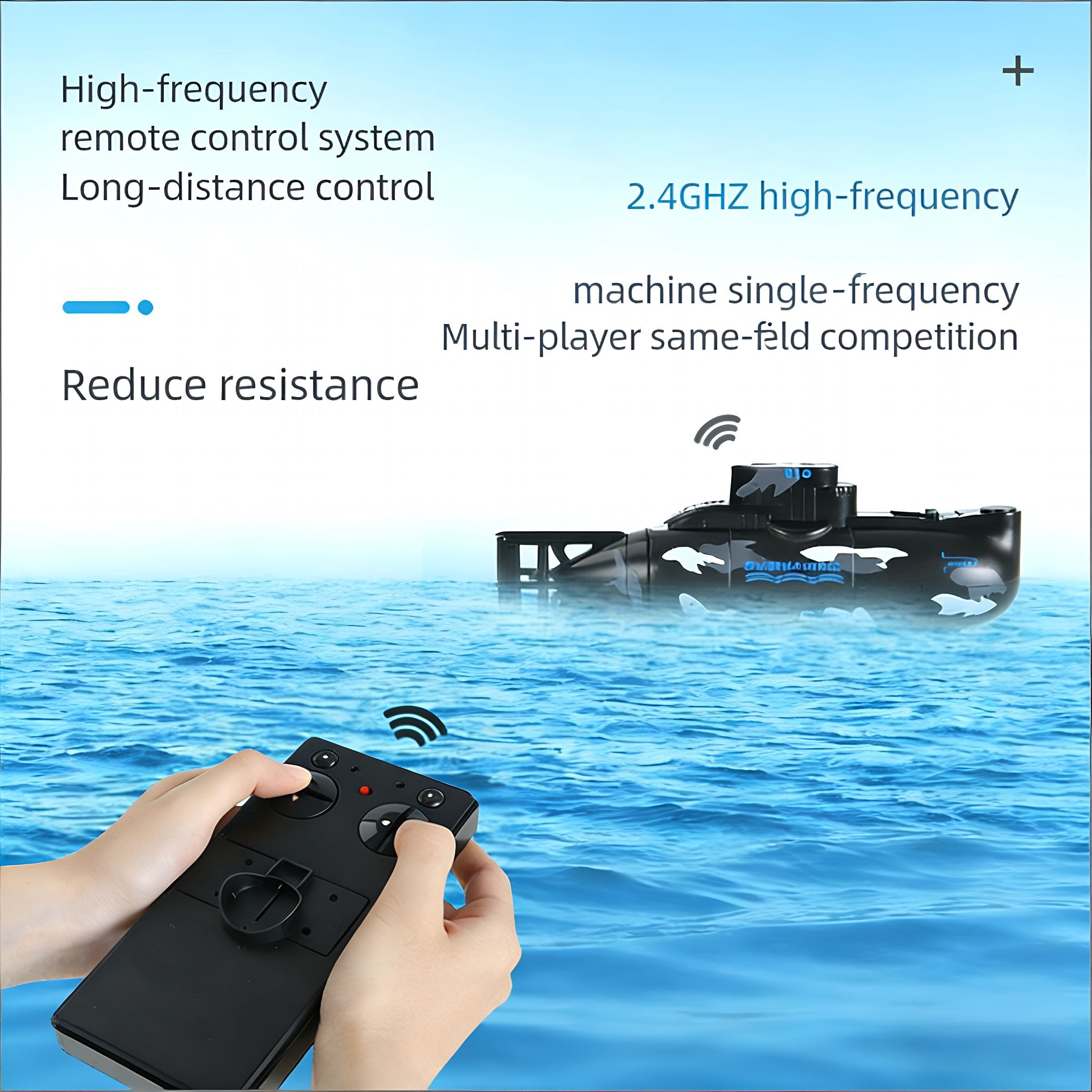 BESTSKY Mini Simulation Military Remote Control 6 Channel Submarine Toy Model (Black)