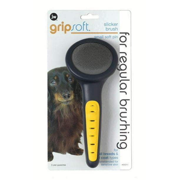 JW Pet GripSoft Slicker Dog Brush, Soft Pin, Small