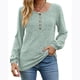 thumbnail image 4 of Suéter de cuello redondo para mujer, informal, liso, de invierno, de manga larga, con botones, de punto cepillado, holgado, para mujer, 4 of 7