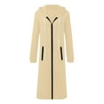 thumbnail image 4 of SYMOID Womens Long Zip-Up Hooded Coat - 100% Polyester Warm Loose Fit, Beige with Side Pockets & Ribbed Cuffs, for Everyday Errands/Shopping,Size L, 4 of 4