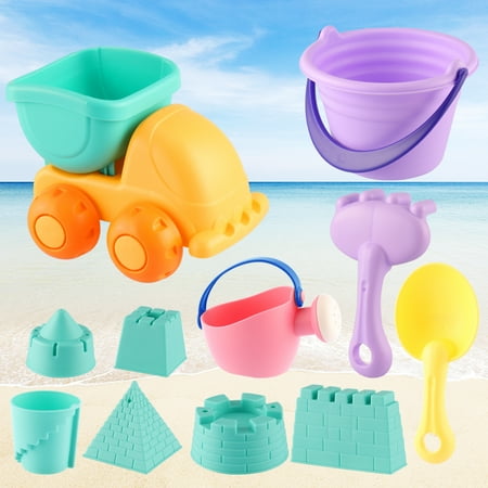 Beach Toys Set for Kids Toddlers 11pcs Beach Sand Toy Set Including Sand Truck, Beach Molds, Beach Bucket, Beach Shovel Tool Kit, Sandbox Toys (Best Beach Toys For Toddlers)